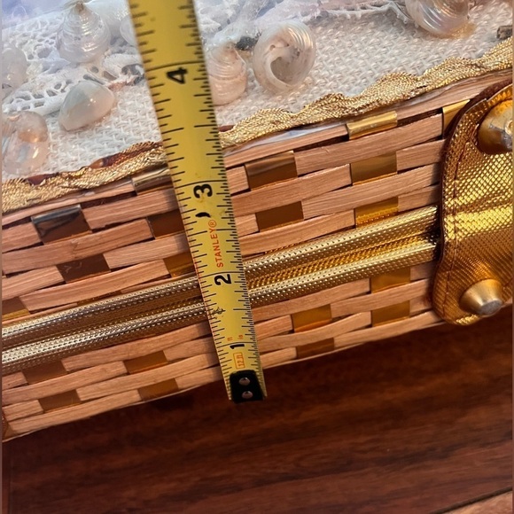 1950s 1960s Vintage Wicker Seashell Purse Handbag Woven Seahorse Starfish - Picture 12 of 14